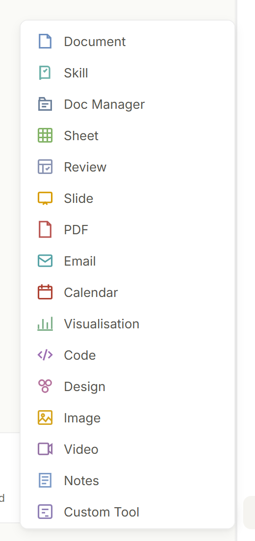 The New editor menu listing every built-in editor.